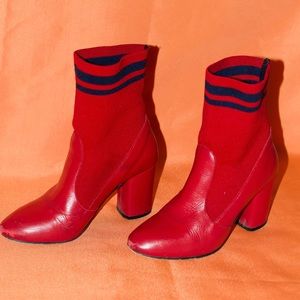 vintage red heeled boots